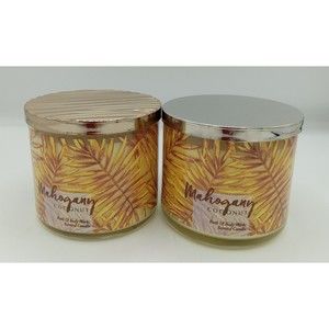 Lot Of 2 Mahogany Coconut Bath & Body Works 3 Wick Candles Large 14.5 Oz New